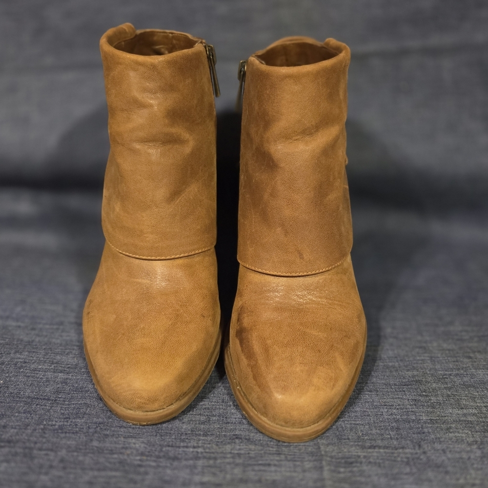 Jessica Simpson Brown Leather Ankle Boots Size 8M - Picture 2 of 7